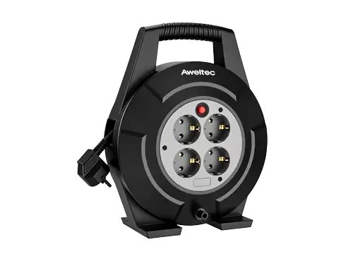 بكرة كابل Aweltec 4 مقابس 10 م/15 م، بكرة سلك تمديد Schuko مع فتحة حرارية، معيار ألماني، H05VV-F 3G1.5، 3200 وات