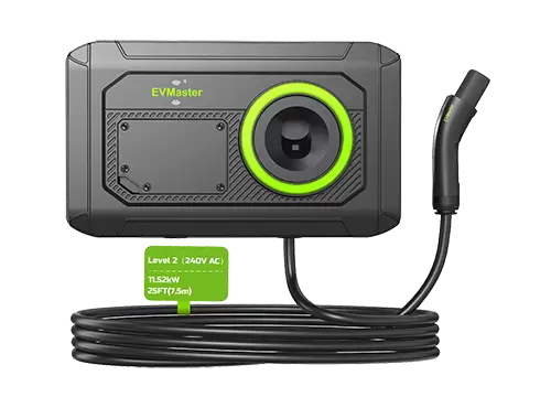 شاحن EVMaster Tesla المستوى 2 48A NACS، كابل 25 قدم، NEMA 14-50 Plug-in