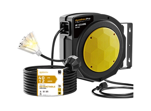بكرة سلك تمديد قابلة للسحب بطول 40 قدم من AweltecPro، 12/3 AWG، مدرجة في قائمة ETL